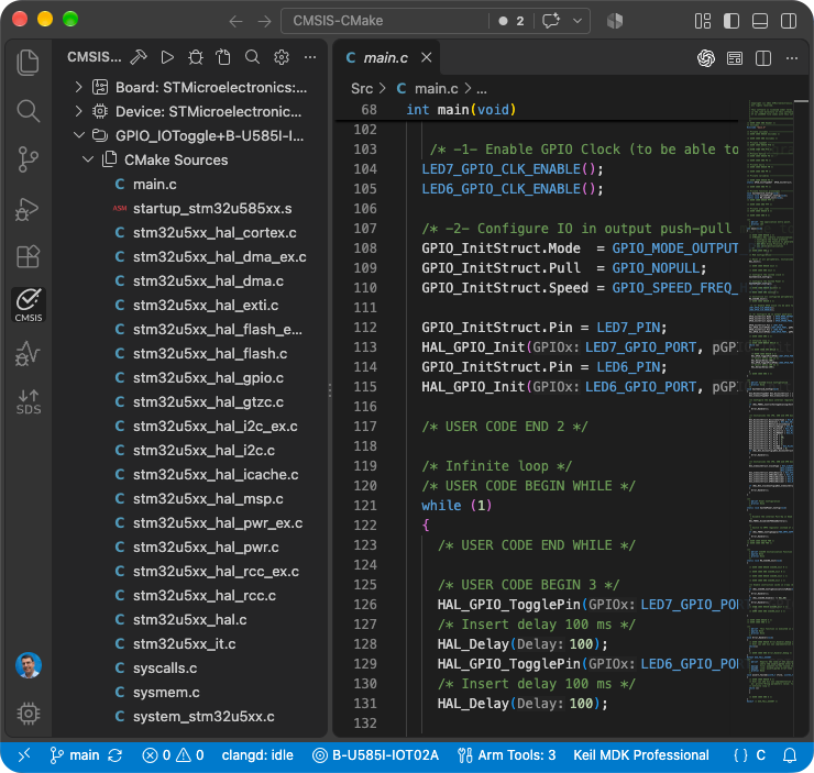 Native CMake project outline view
