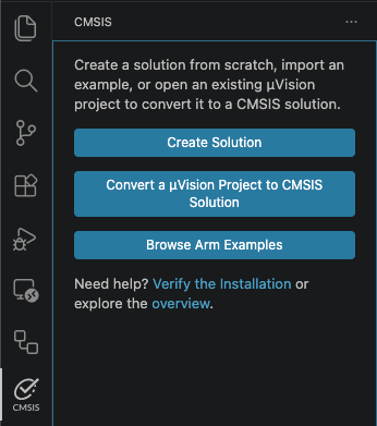 CMSIS view without a solution loaded