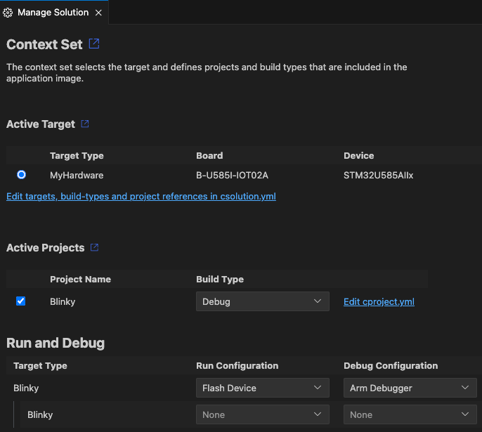 Manage Solution view