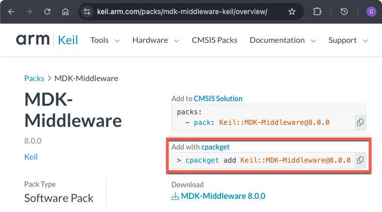 MDK-Middleware pack page